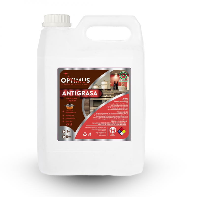 Antigrasas Optimus 5 Litros | Potente Desengrasante Industrial y Doméstico
