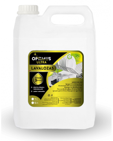 Lavalozas Concentrado Optimus Ultra 5 Litros | Poder Desengrasante Profesional Lavalozas Concentrado Optimus Ultra 5 Litros | Poder Desengrasante Profesional